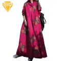 Ethnic Style Dress Boho Floral Maxi Dress for Women Plus Size A-line Ethnic Style with Long Sleeve Turn-down Collar Spring Fall Ankle Length Retro Ethnic Maxi Dress. 