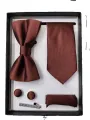 5 Pieces Set Gift Box Business Formal Necktie Handkerchief Cufflink Mens Tie. 