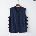 Tang Suit Style Linen Vest Coat Sleeveless Men's Chinese Style Small Old Man Shirt Undershirt Ma Lao Beijing Summer Sleeveless Gown [. 