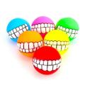 Pet Dog Squeaky Ball Play Toy Funny Smile Teeth Face Design Dog Toys for Small Medium Large Cleaning Tooth Dogs Cat Puppy Outdoor Balls Fetching Training Molar Bite Chew Squeak Sound Interactive Silicon Rubber PVC Tool Supplies. 