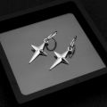 N ES 316L stainless steelstainless steel earrings ear clip four-pointed star pendant jewelry personality round line earrings. 