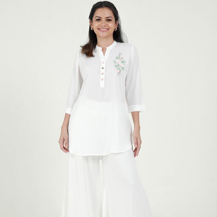 Spring and Summer Embroidered Kurtha with ¾ Sleeves