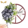 SuperRide Farmhouse Wreath Rustic Farmhouse Welcome Sign with Cow Wheel Garland Non-fading Front Door Hanging Wreath Spring Farmhouse Wreath. 