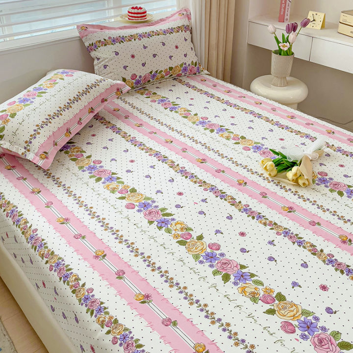 Dansunreve 2024 Flower Series Bedsheet Fitted Sheet with Rubber