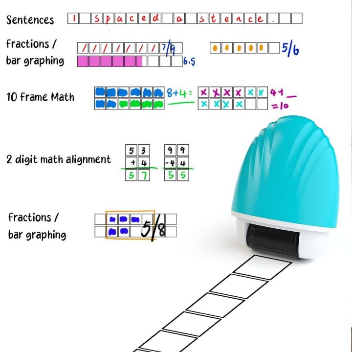 Scaled Copy Grid Math Simple Plastic Roller Stamp Double Line/Grid/Equal Division Math ...