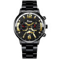 New Concept Personality Trend Men's Steel Strap Watch Three Eyes with Calendar Double Scale Quartz Watch Men's. 