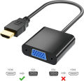 HDMI to VGA, Gold-Plated HDMI to VGA Adapter Without Audio (Male to Female) Compatible for Computer, Desktop, Laptop, PC, Monitor, Projector, HDTV, Chromebook, Raspberry Pi, Roku, Xbox and More - Black. 