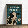 1pc Canvas Animal Abstract Painting Have A Nice Poop Cow Wall Art Poster Biting The Daisies Modular Funny Pictures Home Decor. 