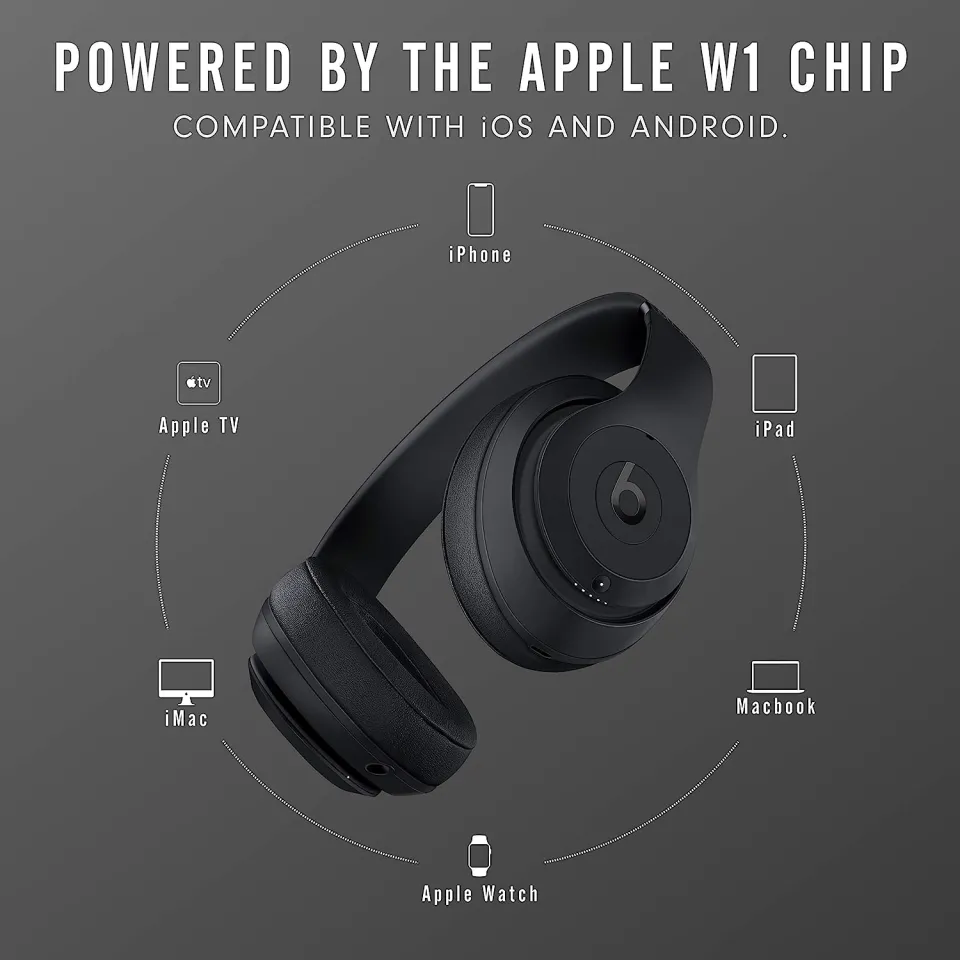 Beats Studio3 (A Grade) Wireless Noise Cancelling Over-Ear Headphones -  Apple W1 Headphone Chip, Class 1 Bluetooth, 22 Hours of Listening Time, ...