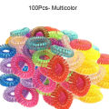 Phone Cable Elastic (Plastic Spiral), Hair Band, Hand Band- Black/Multicolor-(10/20/50/100Pcs). 