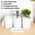 4 Pcs Plastic Bathroom Accessory Set,Bath Toilet Brush Accessories Set with Toothbrush Holder,Toothbrush Cup. 