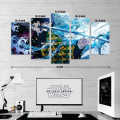 Modern HD Printed Gaming Wall Art With Wood Frame - Five(5) Pieces. 
