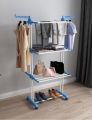 Clothes Drying Rack,3 Tier Rolling Dryer Clothes Hanger,Collapsible Garment Laundry Rack with Foldable Wings and Casters Indoor/Outdoor,Large Standing Rack Stainless Steel Hanging Rods. 