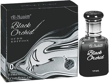 Al Nuaim Black Orchid Attar Roll-On Perfume - 9.9ml Arabian Oud, Long-Lasting High-Quality Fragrance