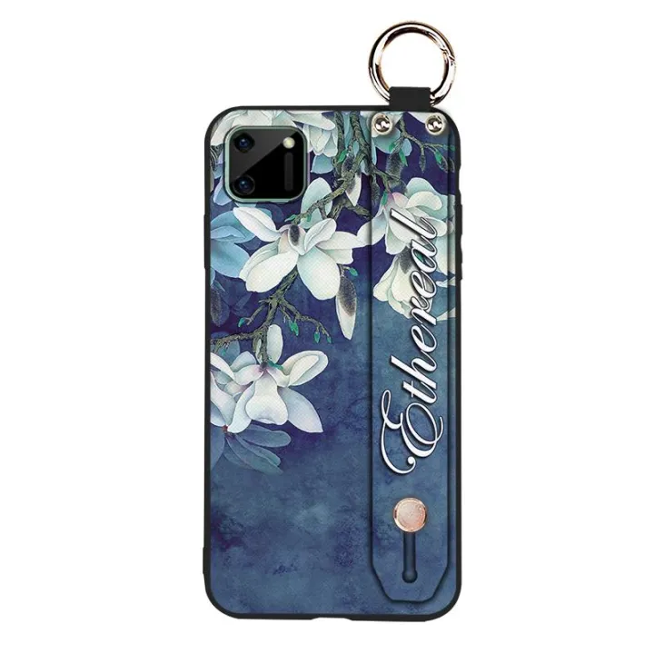 protective%20Fashion%20Design%20Phone%20Case%20For%20OPPO%20Realme%20C11%20Flower%20Wristband%20Shockproof%20Anti-knock%20Kickstand%20Anti-dust%20ring%20-%20Image%205