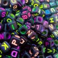 20 pieces Random Letter Beads black for bracelets and diys. 
