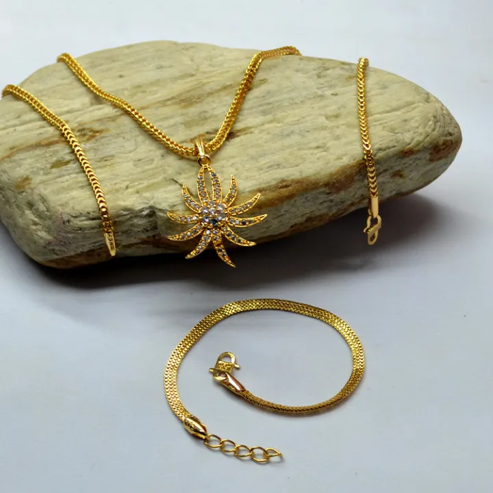Gold plated 1.9mm fox singapore chain with pendant and bracelet 🦋😍 ...