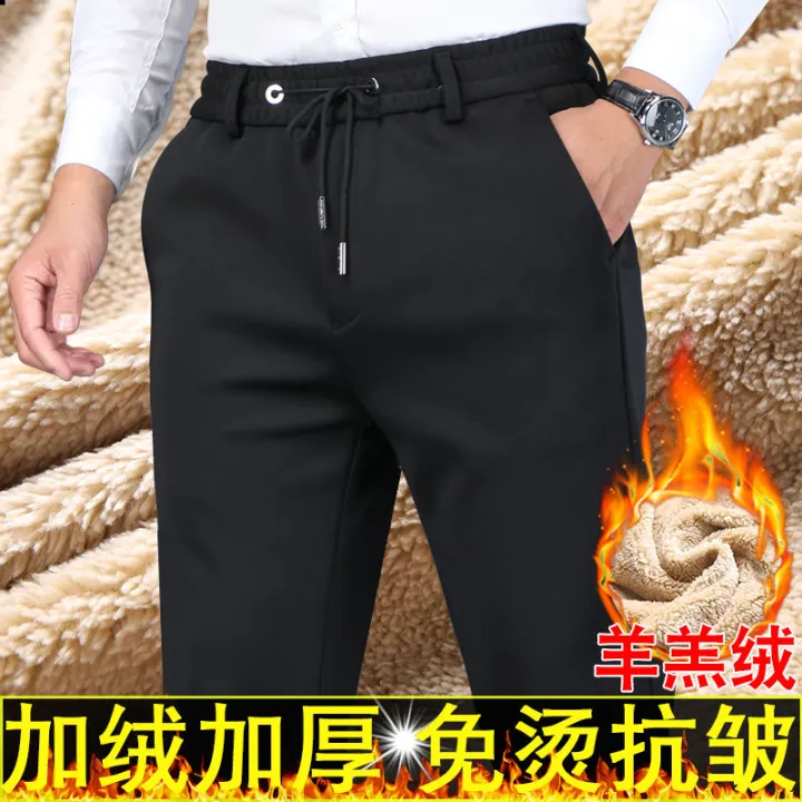 Fleece-Lined%20Thickened%20Men's%20Pants%20Elastic%20High%20Waist%20Casual%20Pants%20High%20Elastic%20Non-Ironing%20Straight-Leg%20Trousers%20Thick%20Casual%20Pants%20-%20Image%204