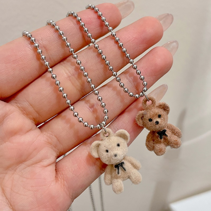 Flocking%20Bear%20Brown%20Teddy%20Bear%20Lady%20Cute%20Pendant%20Necklace%20Small%20Animal%20Pendant%20Fashion%20Necklaces%20Friendship%20Jewelry%20Accessories%20-%20Image%202