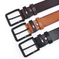 【HUT】 Men's PU Leather Alloy Pin Square Buckle Belt Businessleisure Belts 2023 Fashion Black Coffee Brown Waistbelts For Men. 