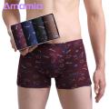 Men Boxers 4 Pcs Men Boxers Print Stretchy Mid Waist Anti-septic No Constraint Plus Size Soft Breathable Men Intimate Clothes Underpants Male Underwear No Deformation Boxers. 