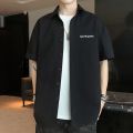 Ice Silk Short Sleeve Shirt 2024 New Men's Fashion Brand Summer Thin and All-Matching Trendy Loose and Simple Shirt Men's Casual. 