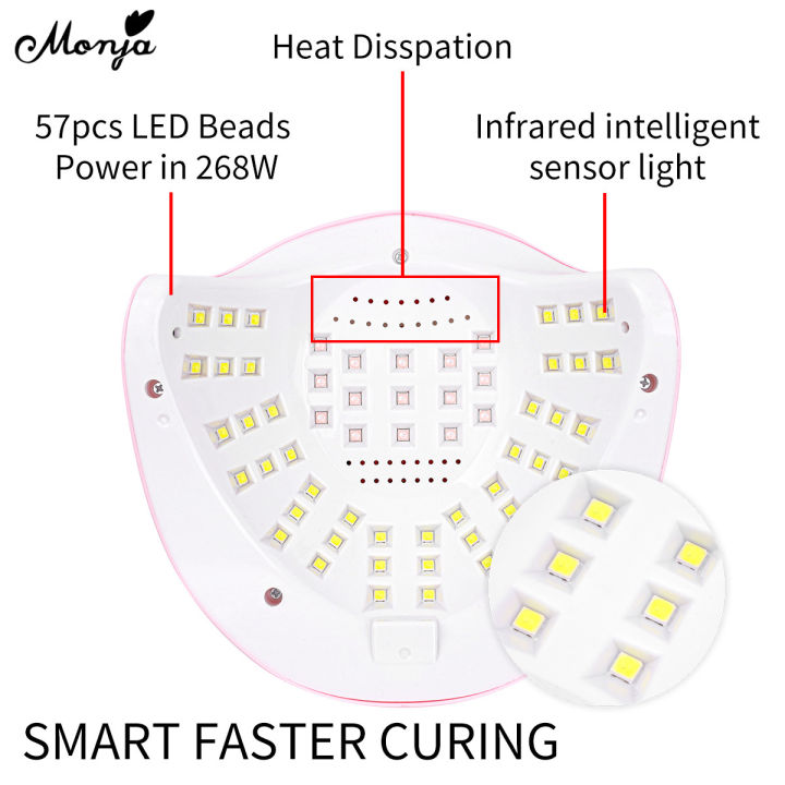 Monja%20268W%20Nail%20Art%20Pink%20Dryer%20UV%20LED%20Lamp%2057Pcs%20LEDs%20Gel%20Polish%20Fast%20Curing%20Nail%20Smart%20Auto%20Sensor%20Timer%20Nail%20Manicure%20Machine%20-%20Image%206