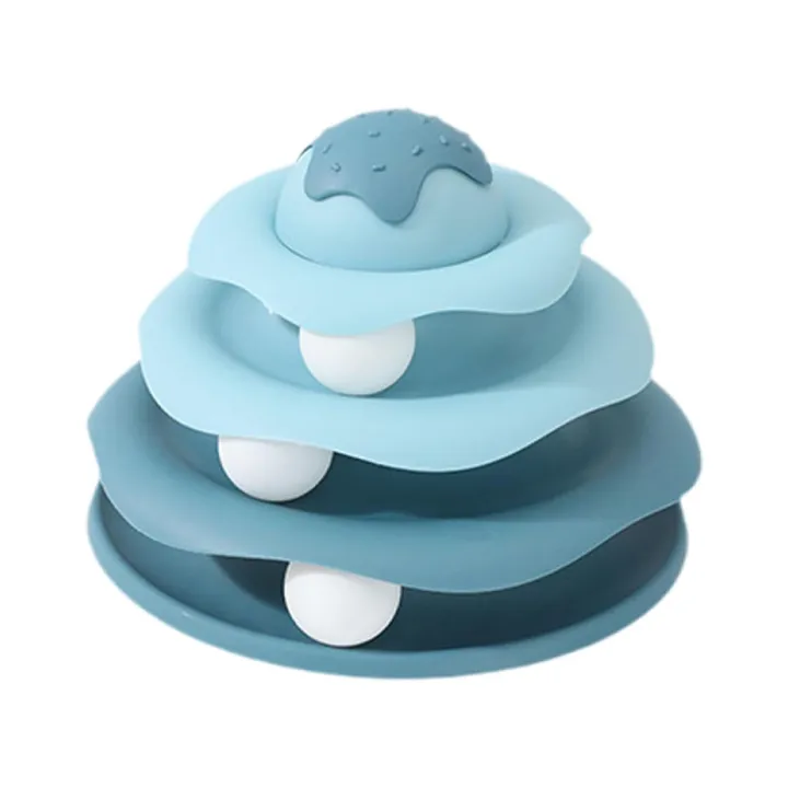 Cat Toy Three-tier with Balls Play Plate Pet Toys Turntable Toys Cat Towers Interactive Pet Toys Pyramid Toy