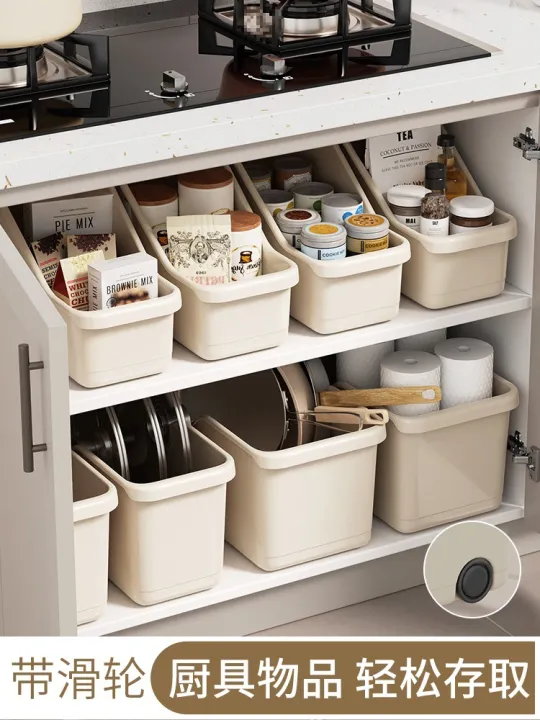 Kitchen Storage Box Pot Lid Rack Organizer Plastic Cookware Storage ...