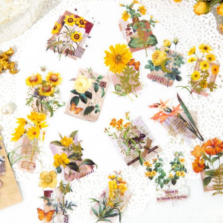 Mr.%20Paper%2030pcs/%20Pack%20PET%20Waterproof%20Stickers%20Gilding%20Flowers%20Series%20Literature%20Stickers%20Aesthetic%20Decoration%20Stationery%20-%20Image%202