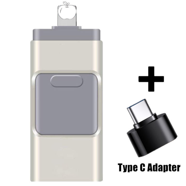4 IN 1 OTG USB Flash Drive for iPhone 16GB 32GB 64GB 128GB 256GB 512GB Pendrive usb3.0 with type c adapter