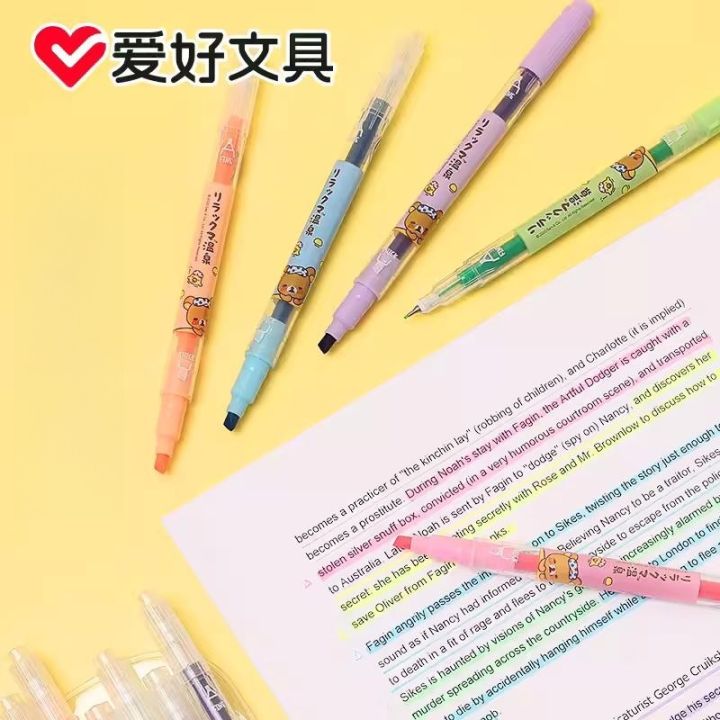 %E3%80%90The%20Quiet%20Page%E3%80%916pcs/set%20Aihao%2064125%20Rilakkuma%20Highlighter%20Kawaii%20Expression%20Paint%20Marker%20Pen%20School%20Office%20Office%20Stationery%20Supply%20-%20Image%205