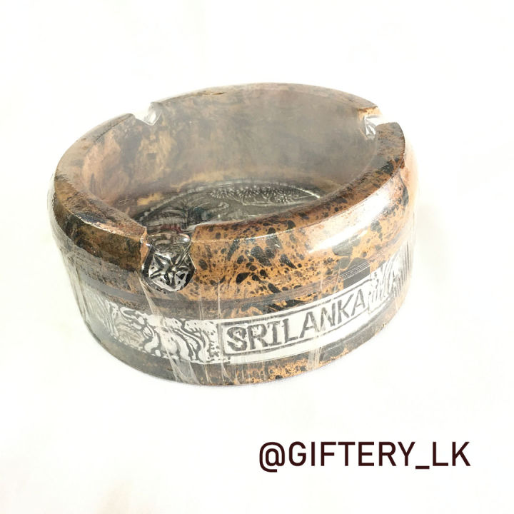 Wooden Ashtray Brown Made of Teak Wood - Big