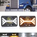 5inch Car LED Headlights 4x6 inch Headlamp with White High/Low Beam DRL Amber Turn Signal - 1pcs. 