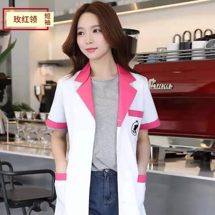 Beautician%20Beauty%20Salon%20Workwear%20Women's%20White%20Gown%20Long%20Sleeve%20Doctor's%20Overall%20Summer%20Nurse%20Short%20Sleeve%20High-End%20Skin%20Management%20-%20Image%205