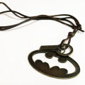 Men's Batman Logo, Superman Logo Pendant  Leather Necklace/ Fashion Pendant Chain / Fashion Pendant with Leather Chain /Fashion Necklace Leather Chain with Batman Logo, Superman   Logo Pendant for Men. 