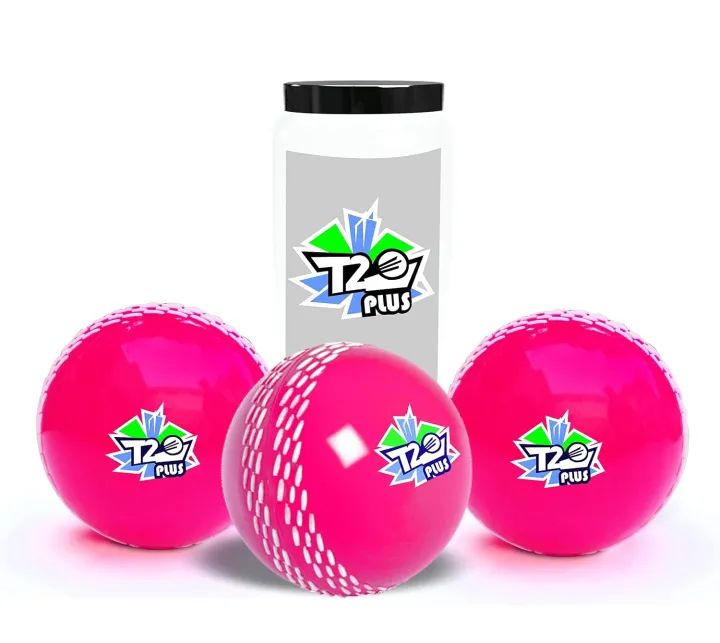 jaspo T-20 Plus Practice Cricket Ball/Wind Balls (125-130 GMS) for - Indoor & Outdoor Street & Beach Cricket (Pack of 3) (Pink)(FROM INDIA)NUZ