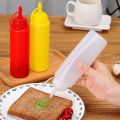 BBQ Sauce Bottle - 240 ml - Multi Color Squeeze Bottle with Scale, Plastic Dosing Bottle with Screw Cap Funnel for Ketchup, Mustard, Mayo, Hot Sauces, Sauce Bottle for Home & Restaurant. 