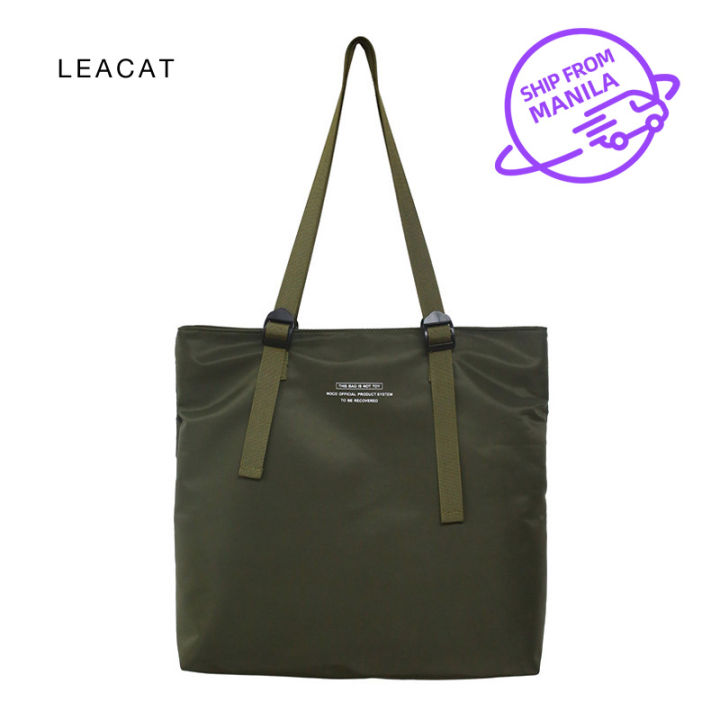 【ZOSR】Leacat Tote Bag Nylon Waterproof fashion Korean Hip hop street bag Shoulder Bag Large Capacity Sling Bag Crossbody Bag for women men