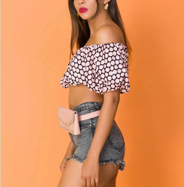Gathered Off Shoulder Crop Top