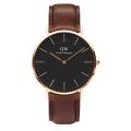 New DW Luxury Leather Band Quartz Analog Wrist Watch For Men Black Brown White 178278684 STYLES-CMB (PVT) LTD. 