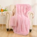 (size : 35 x 60) Inches Luxury Faux Fur Blanket Thicken Warm Elegant Cozy Faux Fur Throws For Sofa Throw Blanket Pink Color. 