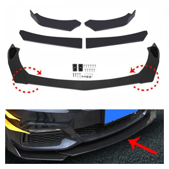 4Pcs ABS Front Bumper Lip Body Kit Spoiler Universal Car Replacement Part