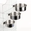 Pet Stainless Steel Food Water Bowl Bird Feeder Crate Cage AU 10/12/14cm Parrot. 