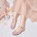 Princess Shoes for Girls Spring and Autumn Children's High Heel Shoes Stage Show Piano Silver Dress Flower Girl Crystal Leather Shoes. 