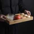 Wooden Handcraft Food Unique Divide Cookie Bamboo Fruit Serving Tray (14x11x3 INCHES). 