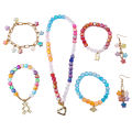 100pcs AB Color Five-pointed Star Heart-shaped Acrylic Loose Spacer Beads for Jewelry Making. 