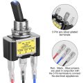 3PCS ON Off Rocker Lighted Toggle Switch 30A 12V DC SPST 2 Position 3 Pin Blue LED Light Wired for Car Boat Automotive. 