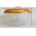 Transparent Plastic Biscuit Box Bread Grain Food Storage Container with Very Good Sealed GOLD Lid. 