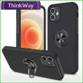 【ThinkWay】Double Layer Hard Strap 360 Degree Ring Bracket Silicone Bumper Shockproof Shell Magnetic Car Mount Cover For iphone12 Pro (fine hole) & iphone12 Pro Max (fine hole). 